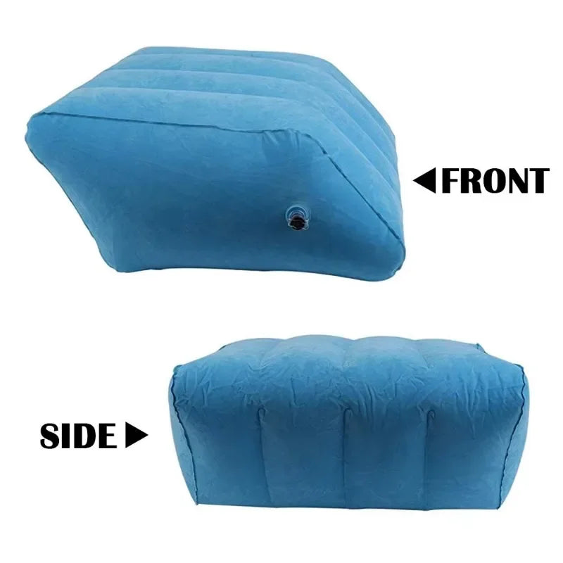 coussin gonflable velours bleu rose confortable massage jambes support ventilation aiguille fixation