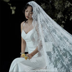 voile mariée dentelle transparent femme classique élégant romantique blanc jaune fleurs