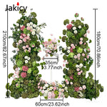Arche décorative moderne fleurs artificielles vert rose blancextérieur maison événement
