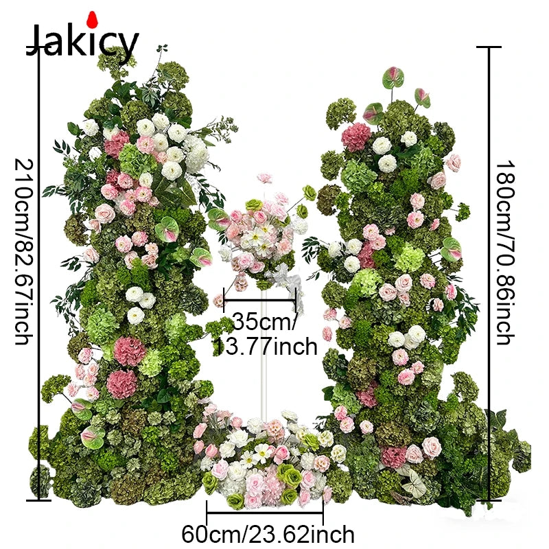 Arche décorative moderne fleurs artificielles vert rose blancextérieur maison événement