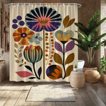 rideau douche floral vintage motifs abstraits couleurs vives polyester moderne 180x180cm anneaux métalliques