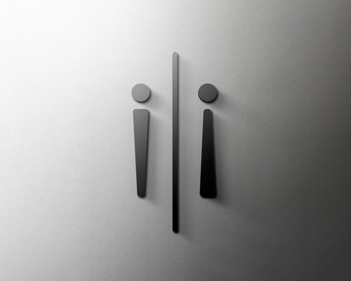 autocollant mural symbole toilettes homme femme noir acrylique décoration salle bain minimaliste