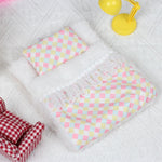 draps lits miniatures oreillers figurines animaux motifs floraux mignon meubles chambre enfants