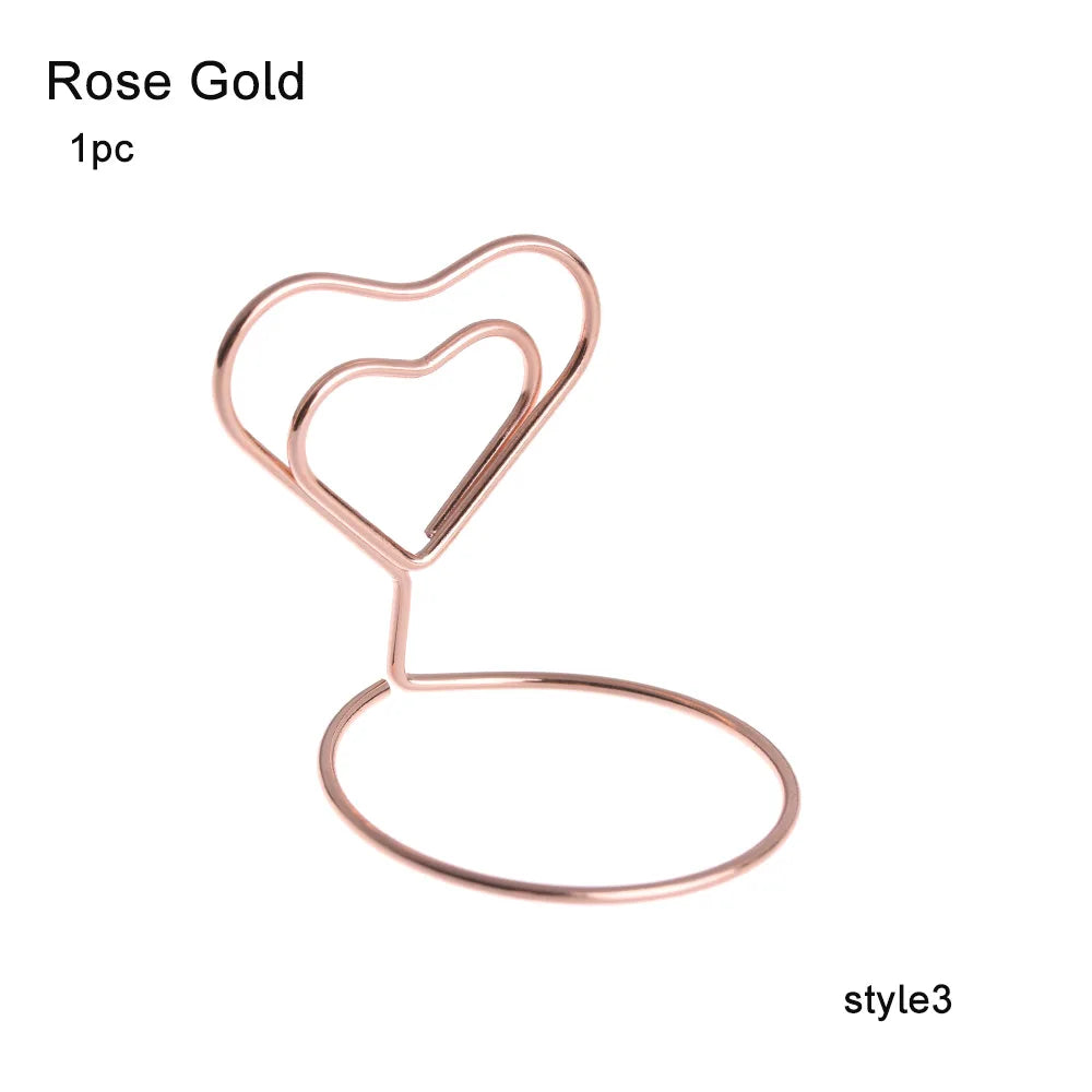 pinces papier cœur diamant moderne or rose argenté métal décoratif cartes notes support