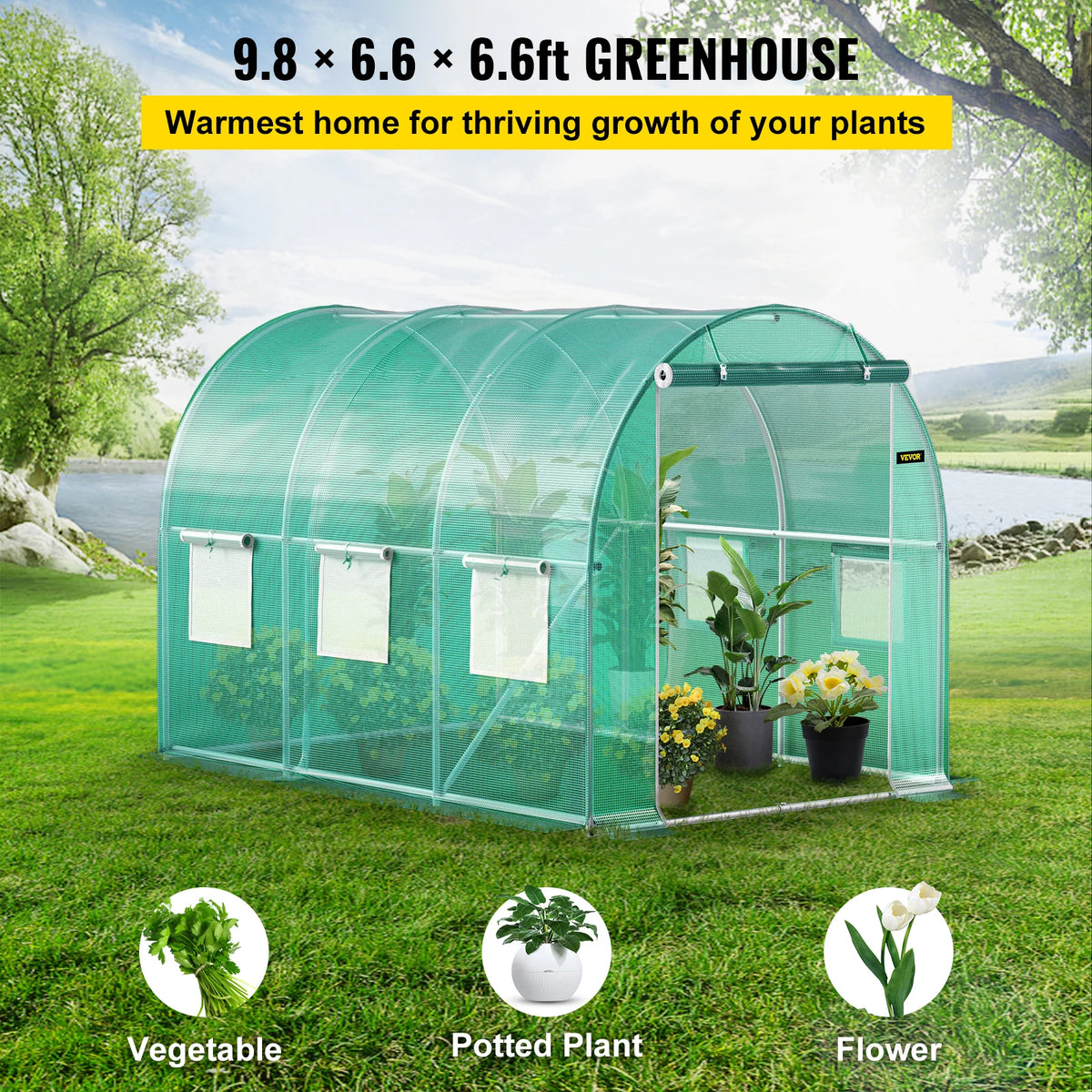 serre tunnel serre verte moderne fenêtres transparentes durables assemblage facile imperméable inclusion outils jardin