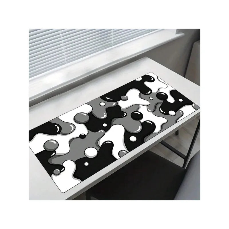 tapis souris moderne antidérapant imperméable noir blanc abstrait adhésif graphique 20x25cm 30x60cm chambre