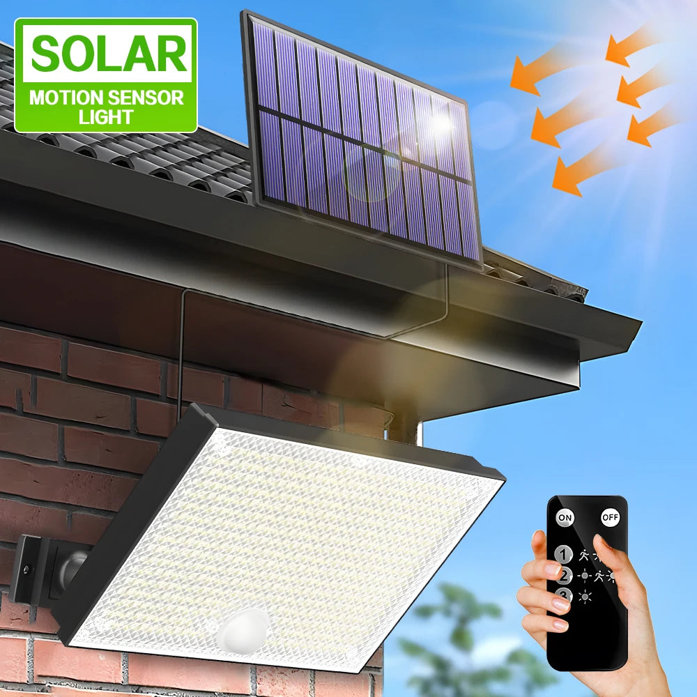 lampe solaire détecteur mouvement 400 led noir blanc bleu moderne étancheextérieur télécommande