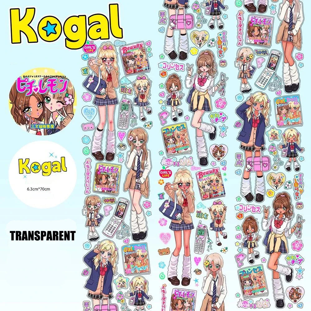 sticker kawaii multicolore dessins animés personnages accessoires floraux scrapbooking bricolage autocollant