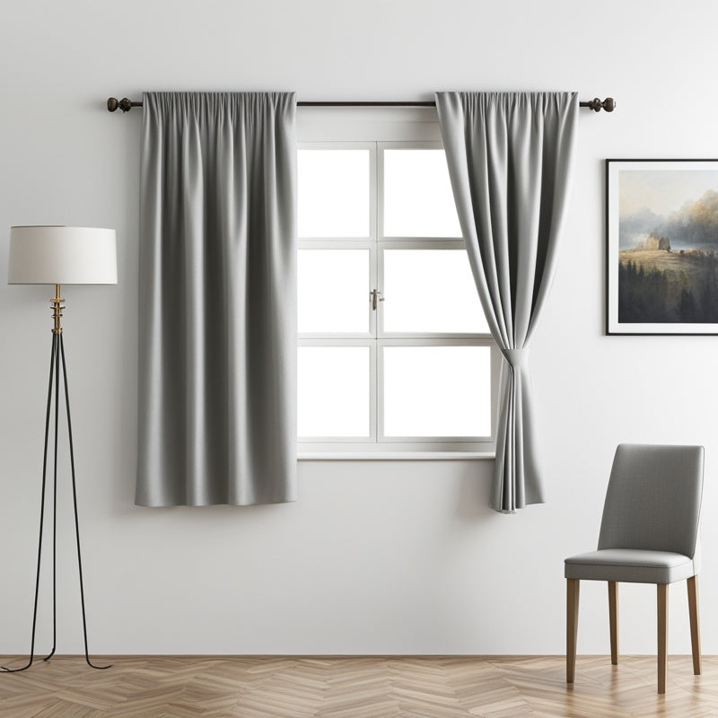 Femme touchant un Rideaux occultants pour petites fenetres, Améliorez votre espace de vie avec des rideaux occultants pour...