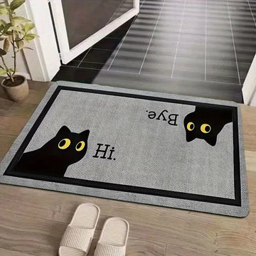 tapis d'entrée moderne chat noir antidérapant résistant décoloration 30x50cm 40x60cm