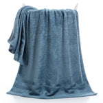 serviettes faciales absorbantes fibres bambou bleu violet beige rayures horizontales moderne