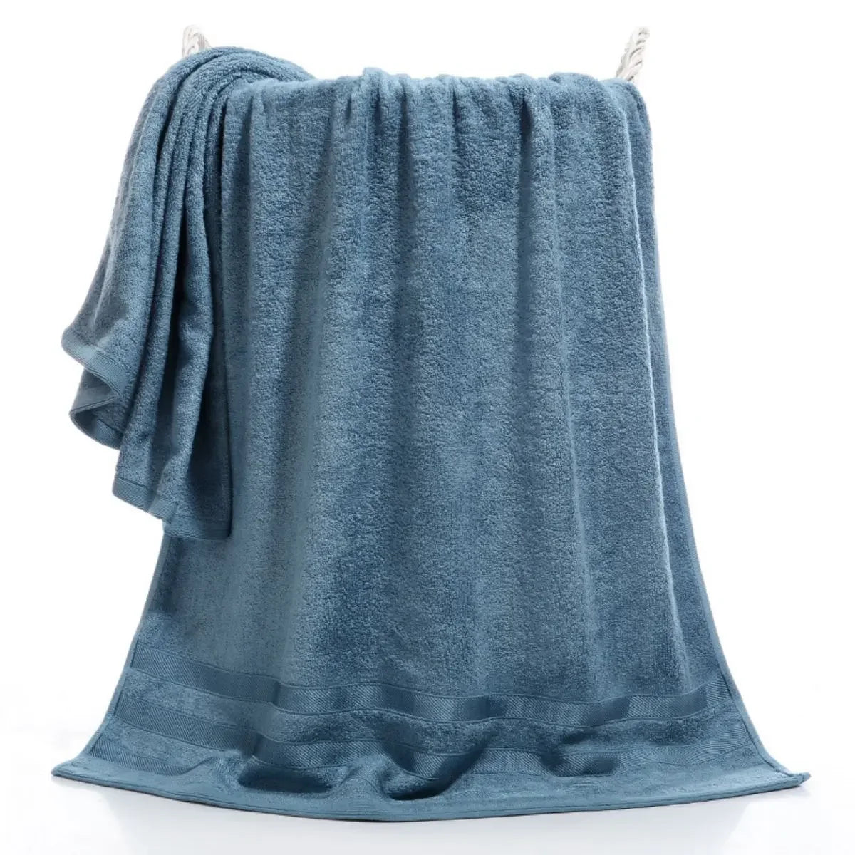serviettes faciales absorbantes fibres bambou bleu violet beige rayures horizontales moderne