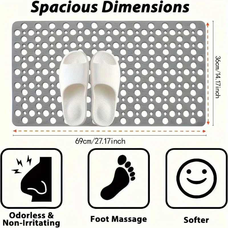 tapis bain gris clair perforations rondes drainage rapide anti dérapant moderne salle bain