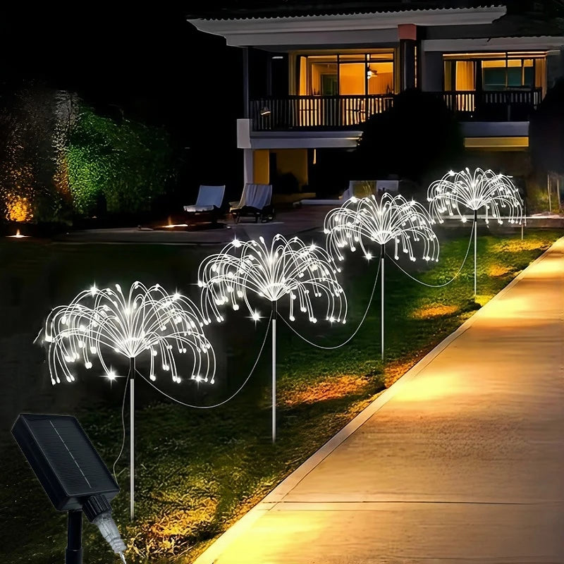 lumière solaire feu d'artifice multicolore moderne extérieur piquet fixe led jardin patio