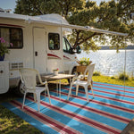 tapis moderne rayé extérieur résistant l'usure rose vert blanc bleu rouge