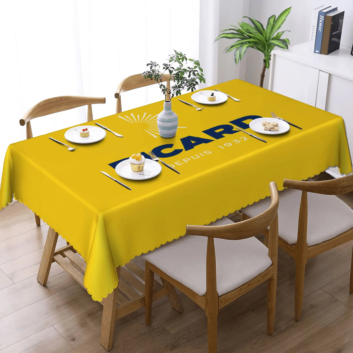 nappe table bleu marine logo ricard moderne imperméable résistance taches 66x183cm