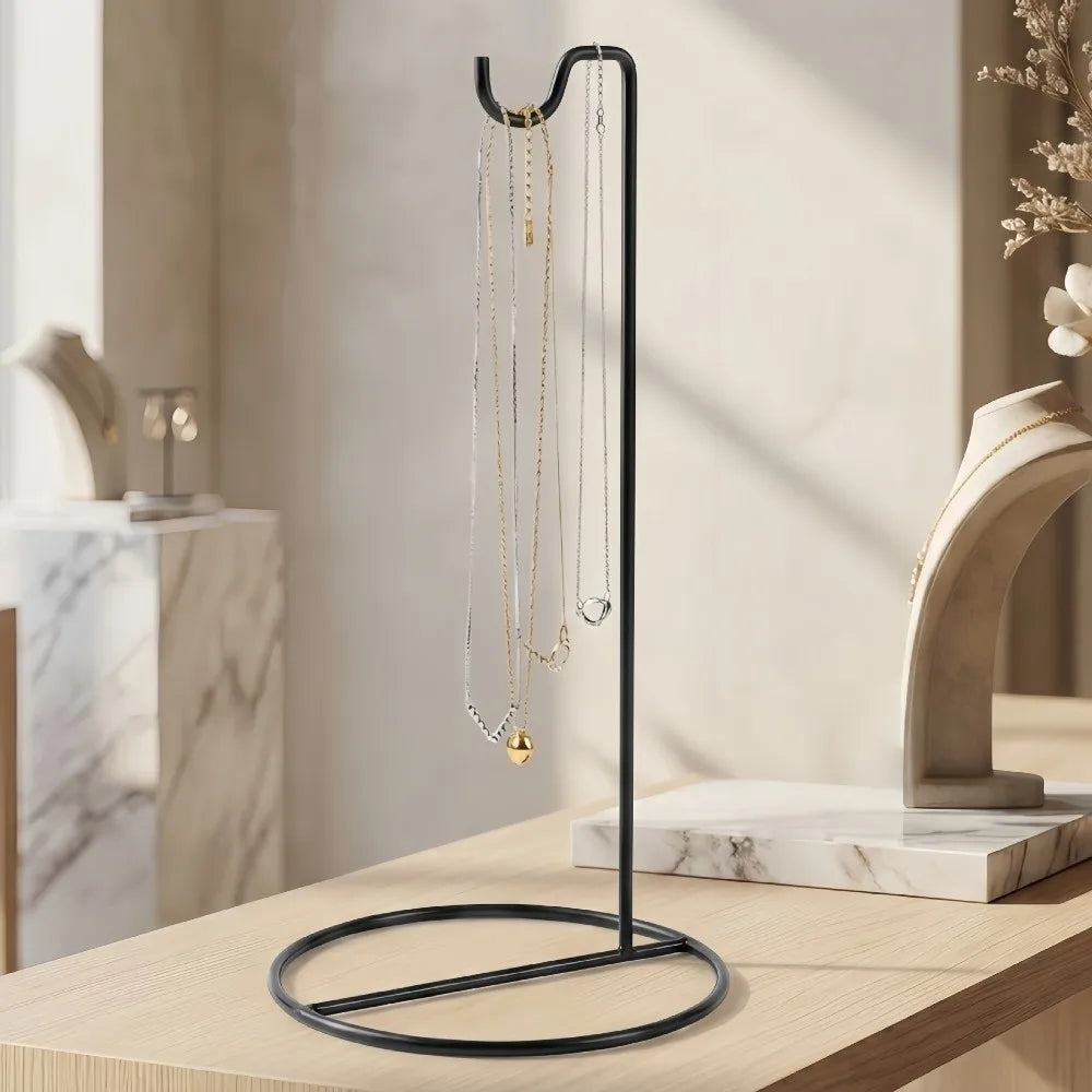 présentoir bijoux métal noir or minimaliste support circulaire crochet anneau rangement clés montres durable