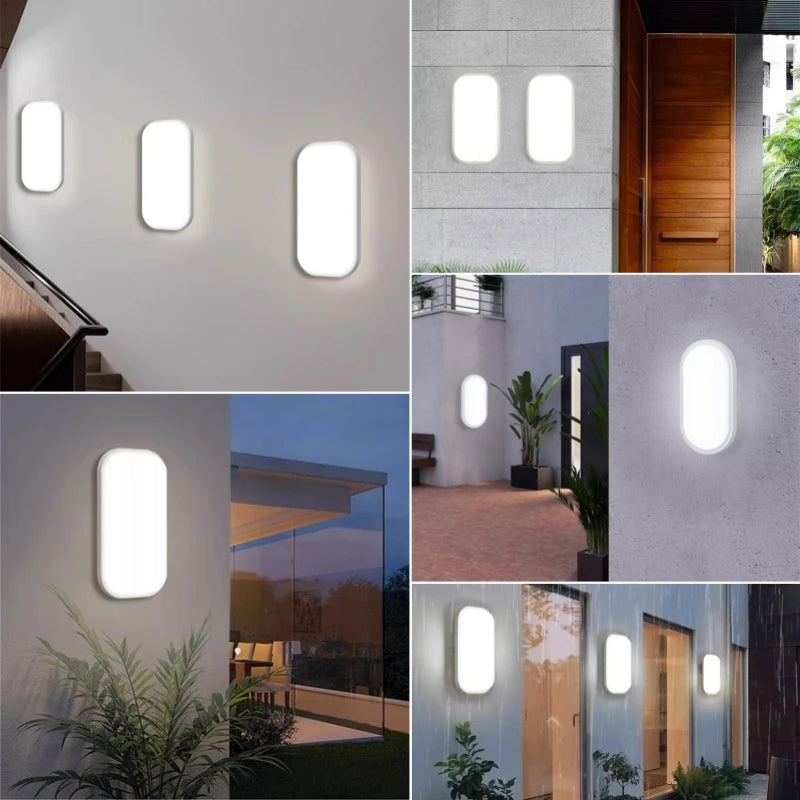 lampe murale moderne surface mounted extérieure led 15w 20w blanc ronde ovale étanche