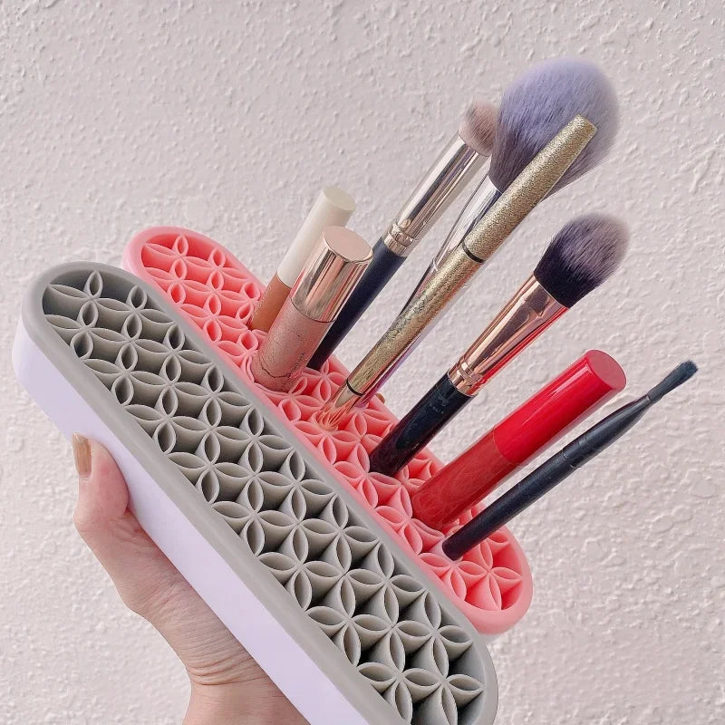 porte brosses cosmétiques violet vert rose motif géométrique moderne adhésif imperméable Brosse maquillage tube