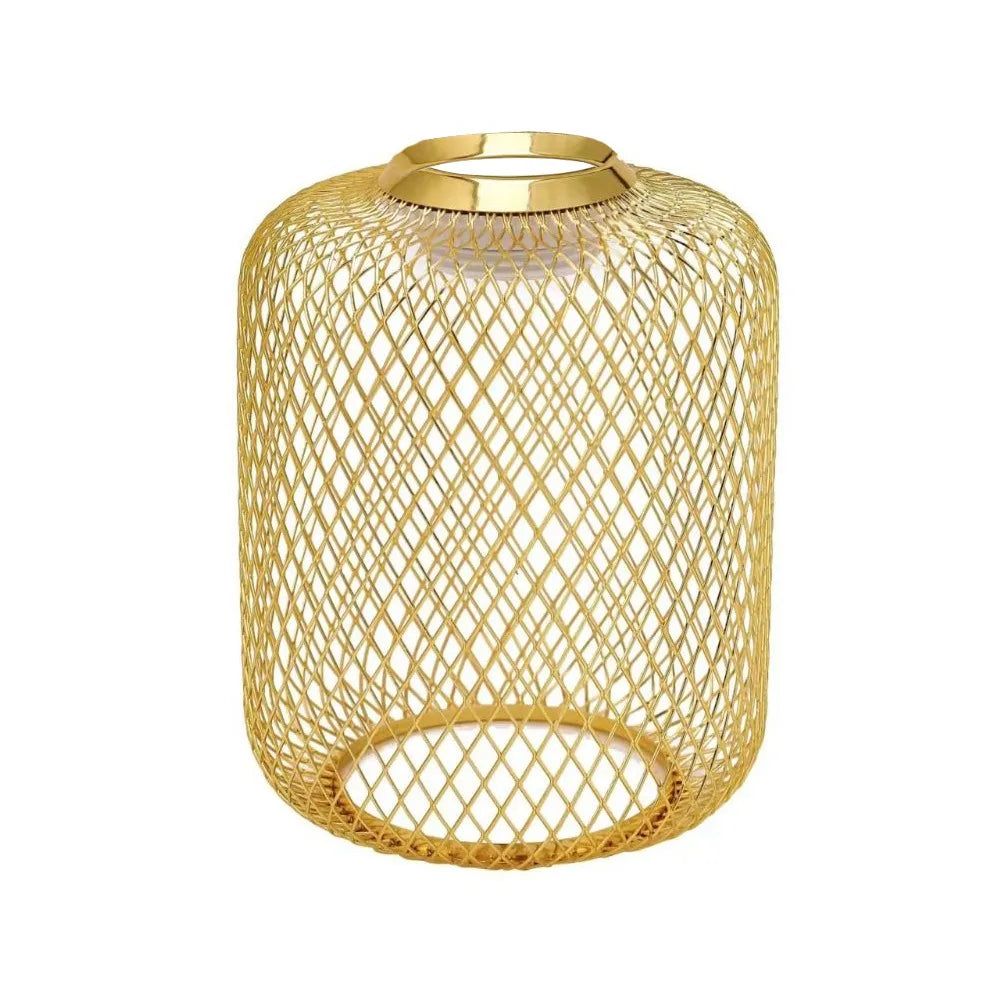 abat jour suspension cage ampoule fer maille moderne industriel noir doré blanc tringle led