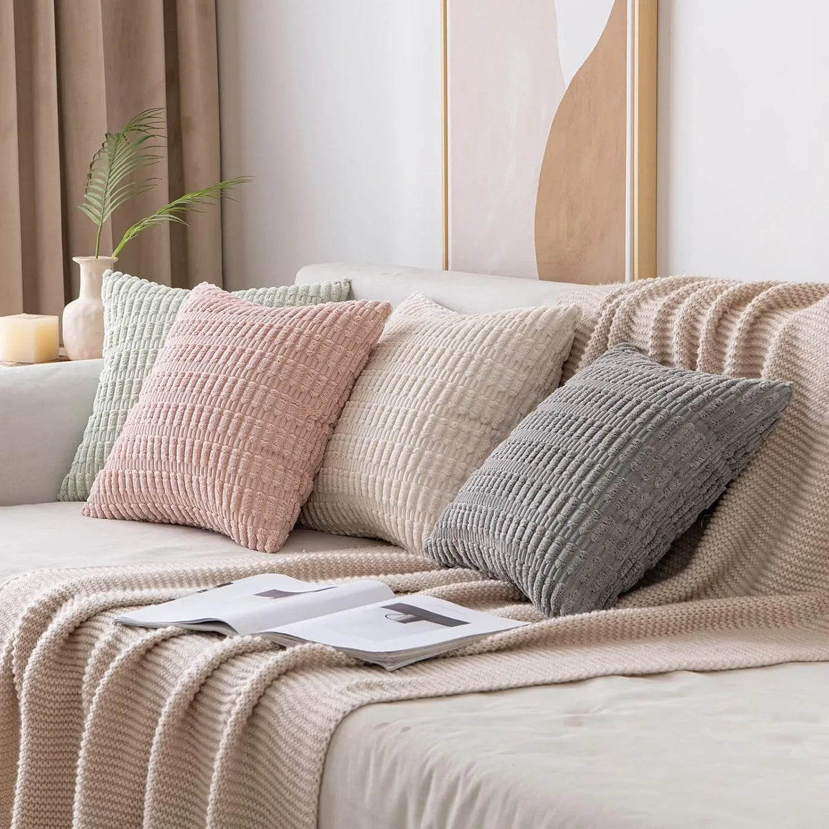 taies d'oreiller carrées polyester gris texture bohême moderne 40x40cm 50x50cm coussin intérieur fermeture glissière