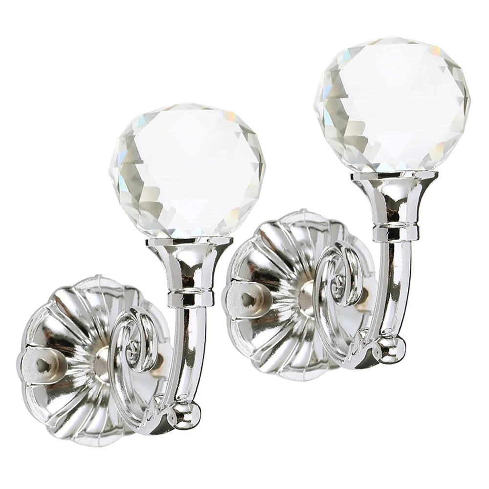 supports muraux rideaux cristal métal décoratif classique vis chevilles argentés transparents spirales florescents chambre