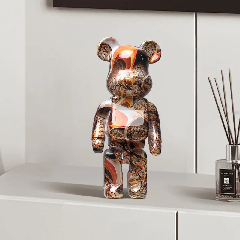 figurine ours multicolore graffiti résine contemporaine décoration intérieur table chambre erotique