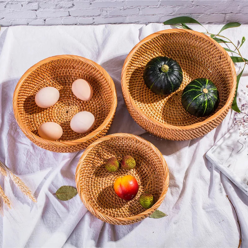 panier rotin tissage traditionnel rustique fruits rangement cuisine naturel artisanal