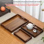 plateau carré bois marron foncé minimaliste poignées service présentation maison rustic