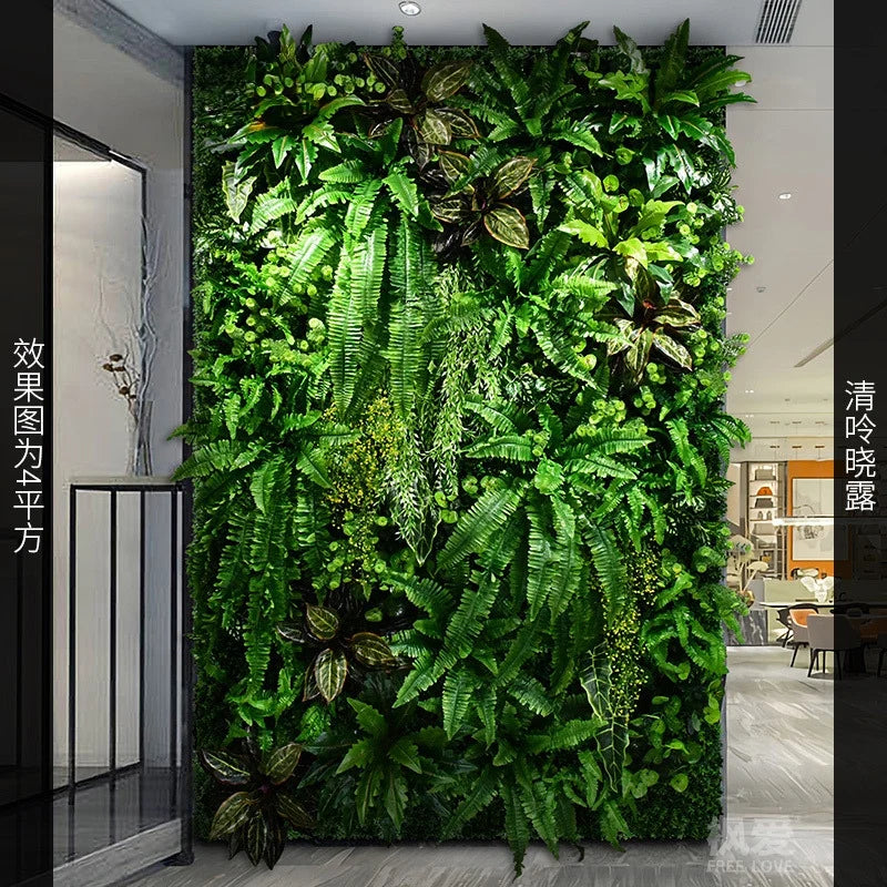 panneau mural artificiel herbe feuilles vert moderne décoration extérieur accroché maison festive