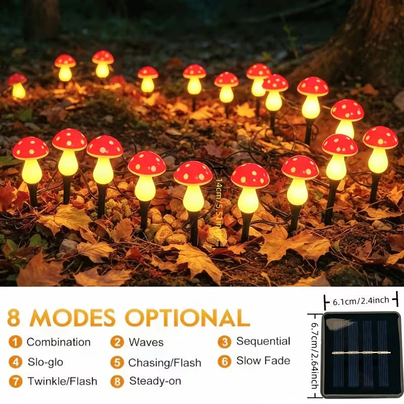 lumière solaire led champignon rouge points modernes jardin blanc jaune fixations piquets cordonnier modes