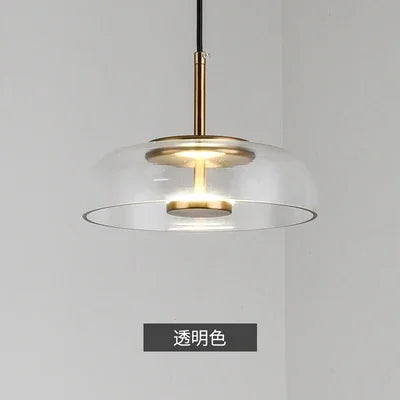 luminaire suspendu led moderne transparent doré bronze gris blanc minimaliste chambre salon