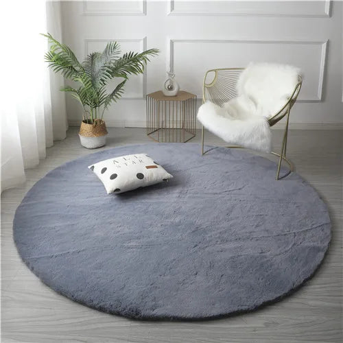 tapis rond velours noir gris moderne maison laveable polyester minimaliste chambre sofa chevet