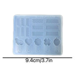 moule silicone transparent moderne divers motifs clips coeurs fleurs lignes ellipse 9.4cm