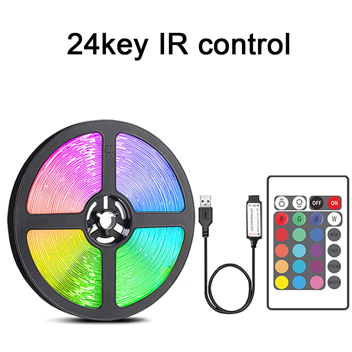 ruban led rgb multicolore moderne télécommande adhésif chargeur usb chambre