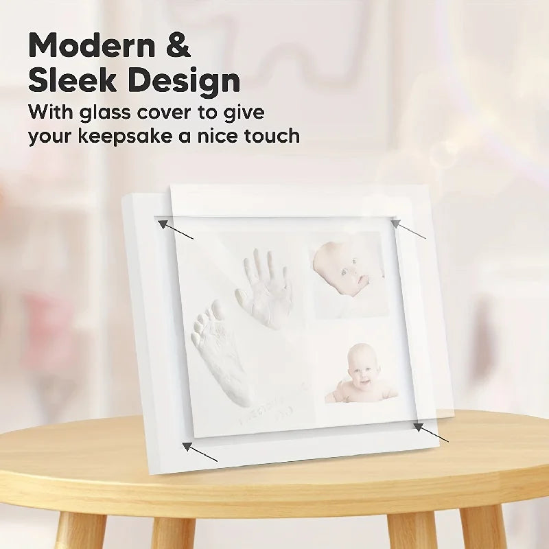 cadre photo blanc empreintes mains pieds moderne élégant crochet photos bébé