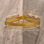 étagère salle bain dorée grille métal moderne fixée suction rangement produits toilette crochet