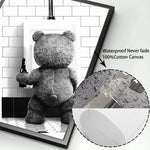 affiche décoration salle bains ours mignon noir blanc impression toile sans cadre dimension 20x30cm