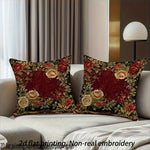 housses coussins motif roses vintage polyester peacheskin 40x40cm 45x45cm 50x50cm 60x60cm