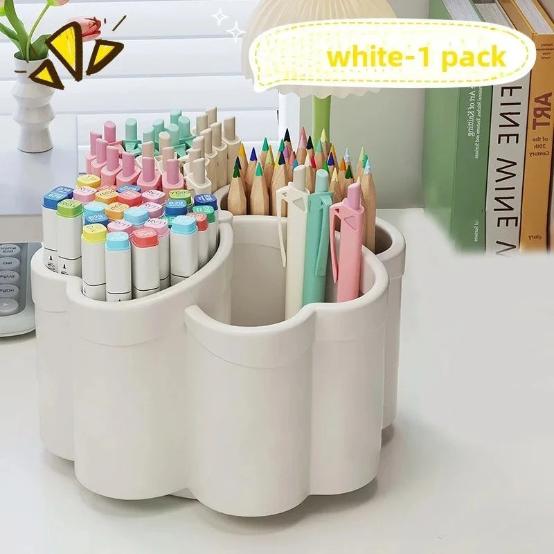 organisateur compartiments papeterie rose violet blanc moderne mignon floral plastique lisse