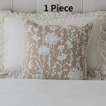 couvre lit jacquard motif floral beige classique décoration maison ornements textiles fixations