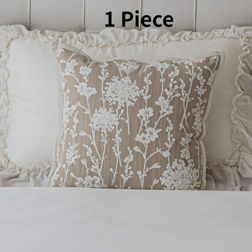 couvre lit jacquard motif floral beige classique décoration maison ornements textiles fixations