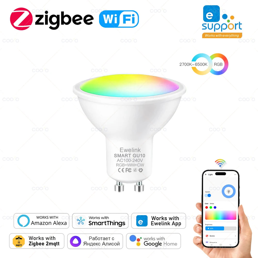 ampoule led intelligente 5w rgb wifi zigbee smart app control blanc moderne
