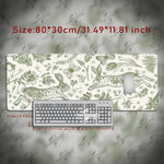 tapis souris lapin vert fleurs graphique adhésif grande taille gamer blanc naturel