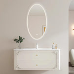 meuble salle bain noir blanc tiroirs vasque ornements dorés classique fixations murales accessoires cosmétiques