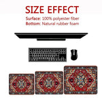 tapis souris caoutchouc rouge ornements floraux bordure ornée adhésif durable traditionnel motifs géométriques