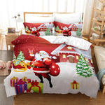 Détail de l'impression 3D Père Noël sur la housse de couette microfibre