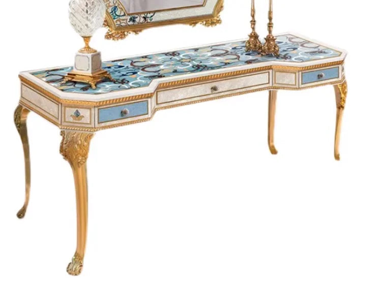 miroir console bois or ornements baroques meuble chambre coucher classique