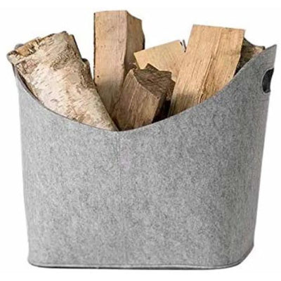 Panier de rangement en feutre noir pour bois de chauffage