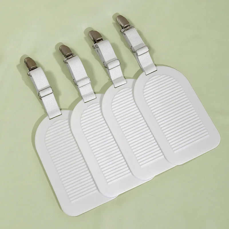 Support matelas blanc rayures clips métalliques moderne literie fixateur antidérapant abs
